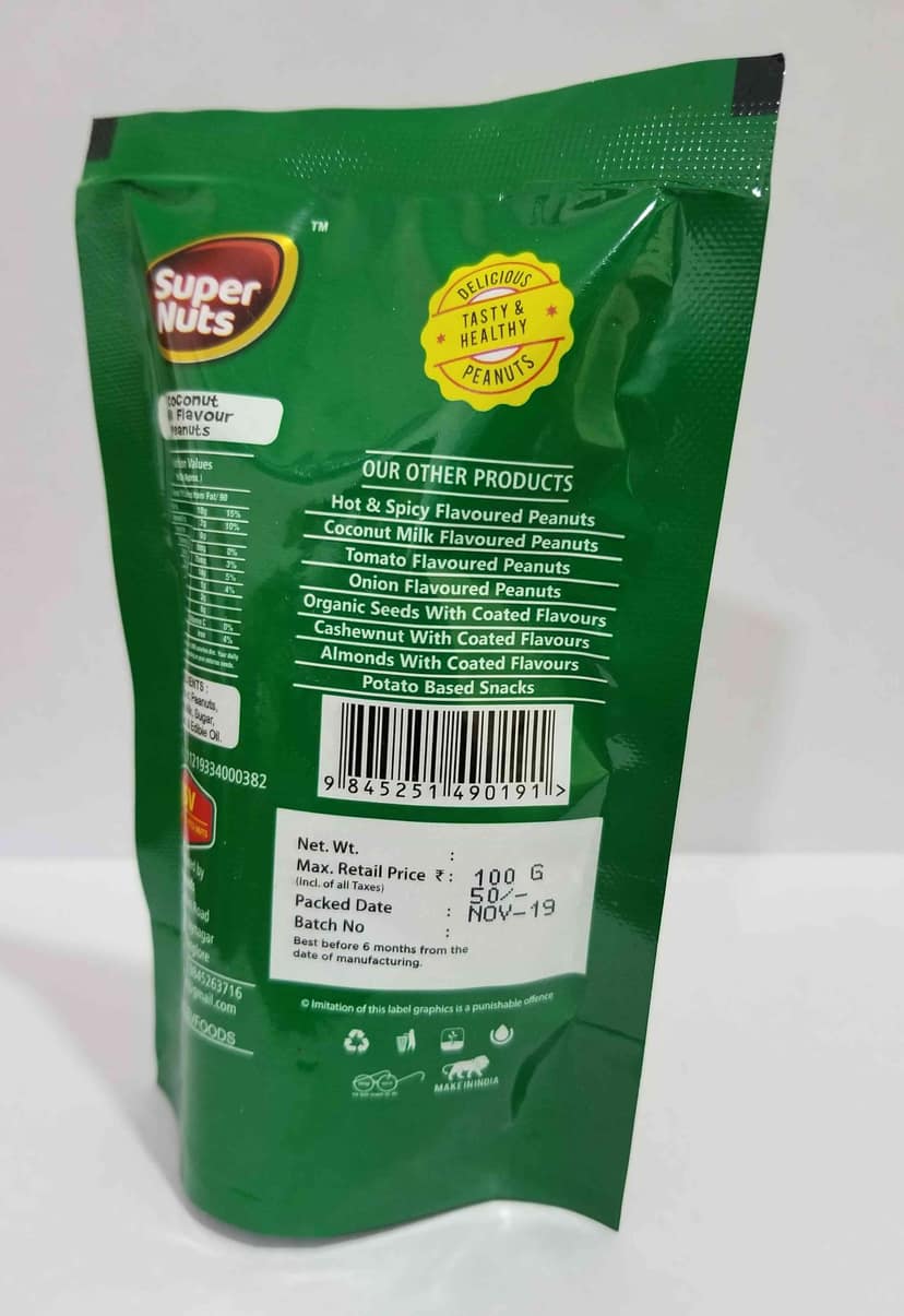 SSV Coconut Milk Flavored Peanuts - 80gms - Pack of 3 view 3