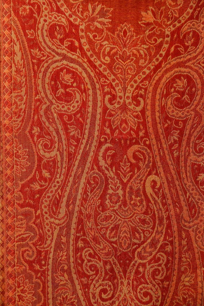 Ginger Reversible Jamawar Scarf from Amritsar with Woven Paisleys view 4