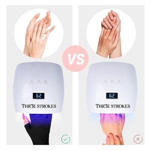 THR3E STROKES UV Gloves for Gel Nail Lamp, Professional UPF50+ UV Protection Gloves for Manicures, Art Skin Care Fingerless Glove for Women Men Protect Hands from Sun and Nail Dryer Harm (Black) view 3