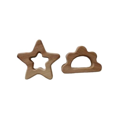 Neemtoys Beautiful Set of 2 Neem Wooden Teethers Star and Cloud Shapes