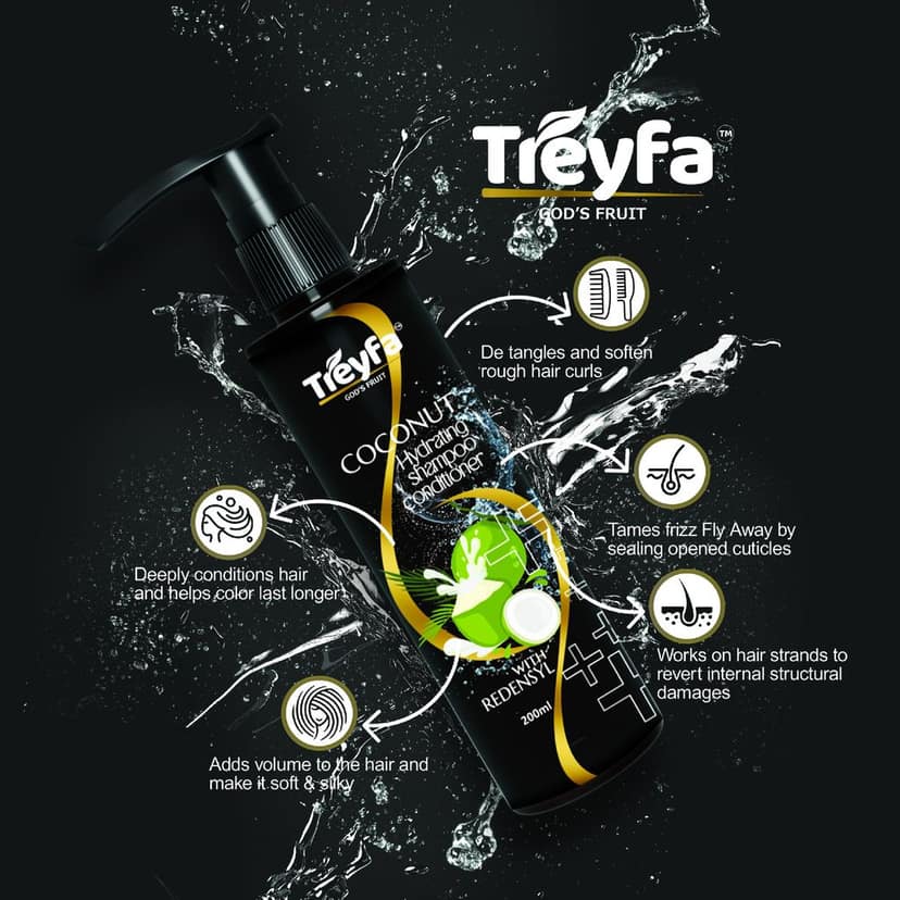 Treyfa Coconut hydrating shampoo conditioner for intense hydration, scalp nourishment & shiny hair view 2