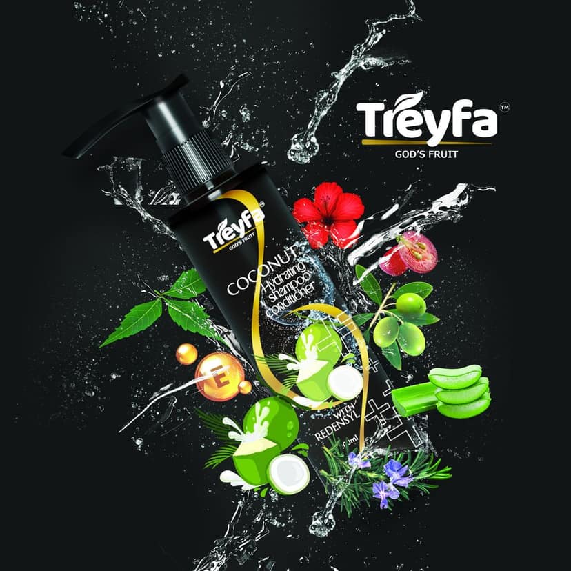 Treyfa Coconut hydrating shampoo conditioner for intense hydration, scalp nourishment & shiny hair view 3