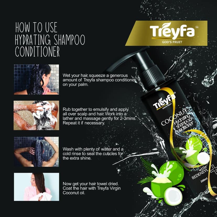Treyfa Coconut hydrating shampoo conditioner for intense hydration, scalp nourishment & shiny hair view 5