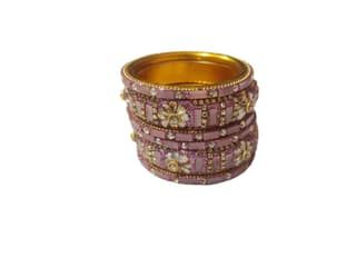 Pink and White Rhinestone Bangle Set