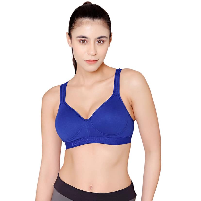 Bodycare cotton spandex wirefree adjustable straps seamless padded sports bra-1615B