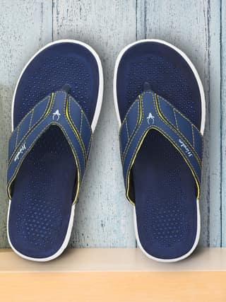 Hirolas® Men's Blue/Yellow CLOUDWALK | Comfortable | Ultra-Soft | Light-Weight | Shock Absorbent | Bounce Back Technology | Water-Resistant Slippers (HROFF24BUY)