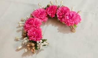 Artificial Rose with Golden Parag Hair Brooch