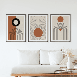 Rustic Charm Set of 3 Abstract Shapes Wall Art for Living room, Office and Hotel | Boho Shapes|13 x 18 inches (A3)|Black