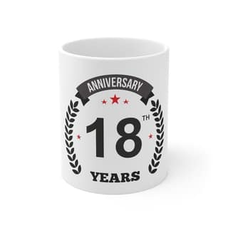DARSHANS Ceramic 18th Anniversary Printed Coffee Mug (Color: White, Capacity:330ml)