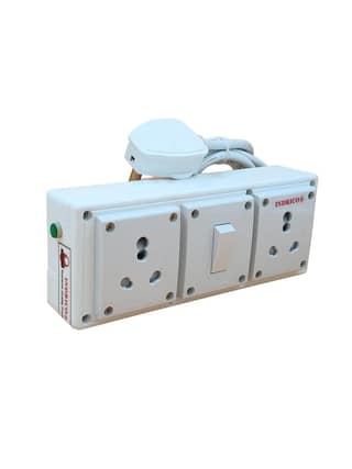 INDRICO 16 Amp Extension Board for Heavy Duty with Switch Wall Mounting PVC White Pack of 1