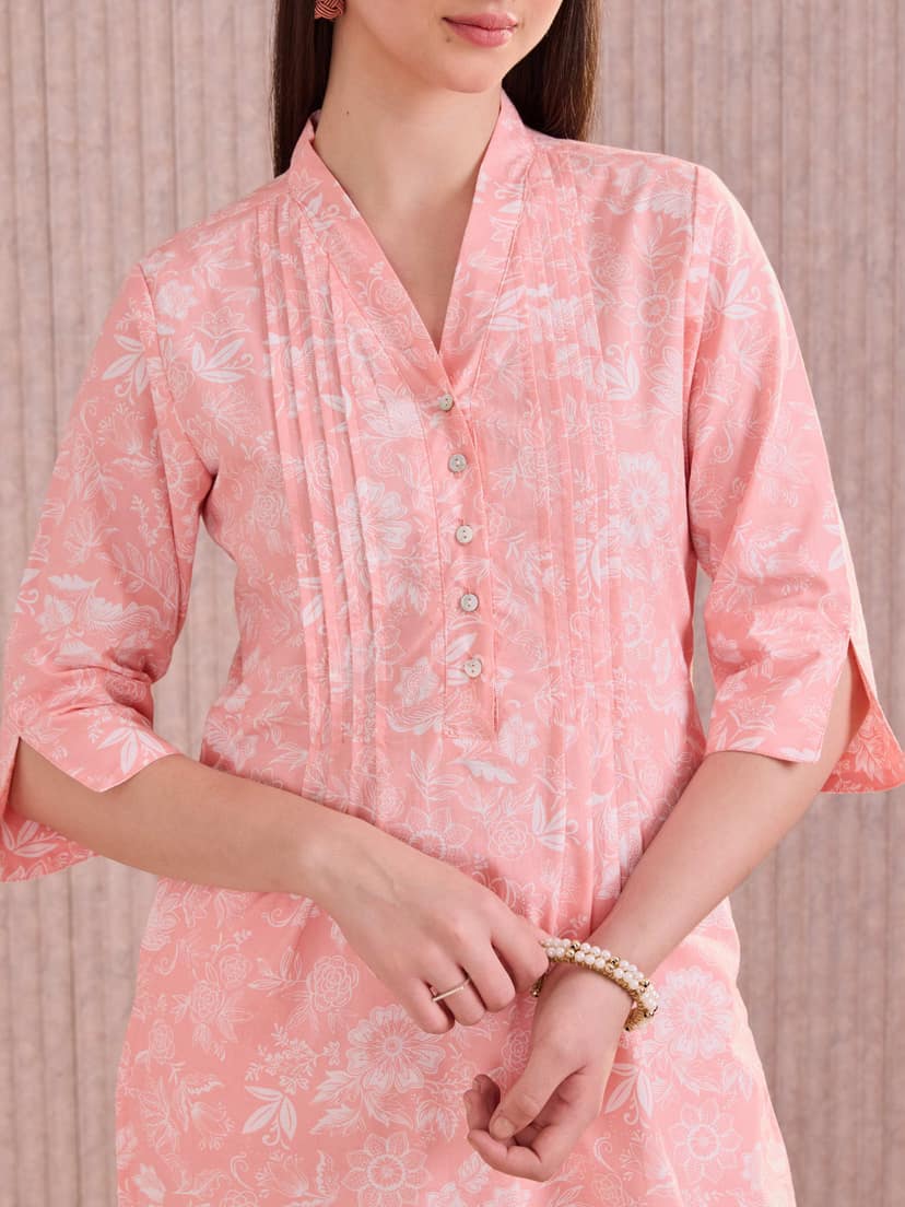 Pink Colour Pure Cotton Printed Kurti view 2