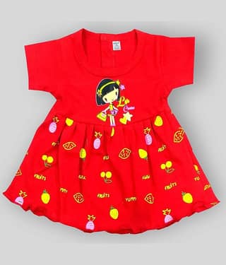 INFANT Pack of 1 Baby Girls 100% Cotton Frocks ( Red )