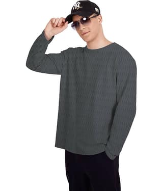 Leotude Cotton Blend Regular Fit Solid Full Sleeves Men's Round T-Shirt - Grey ( Pack of 1 )