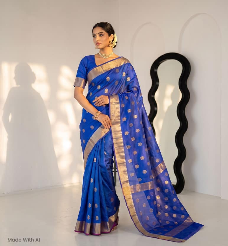 Handloom Chanderi Silk By Cotton Saree view 7