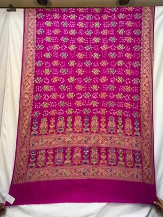 Kala Sanskruti All Over Pink Color Dupion Silk Bandhani Saree 6.5M with Blouse Piece Elegant Traditional Wear Bridal Saree for Women