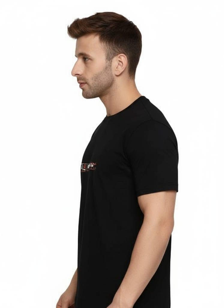 Men White Round Neck Printed T-Shirt – Positive Attitude Graphic Tee view 2