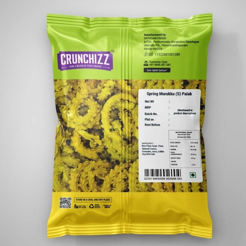 CRUNCHIZZ - 3 in 1 SPRING CHAKLI/MURUKKU COMBO I Spicy, Salty & Palak Flavors I Traditional South Indian Recipe I No Artificial Additives I Authentic & Crunchy I 200 Gram Each I Total 600 Grams view 4