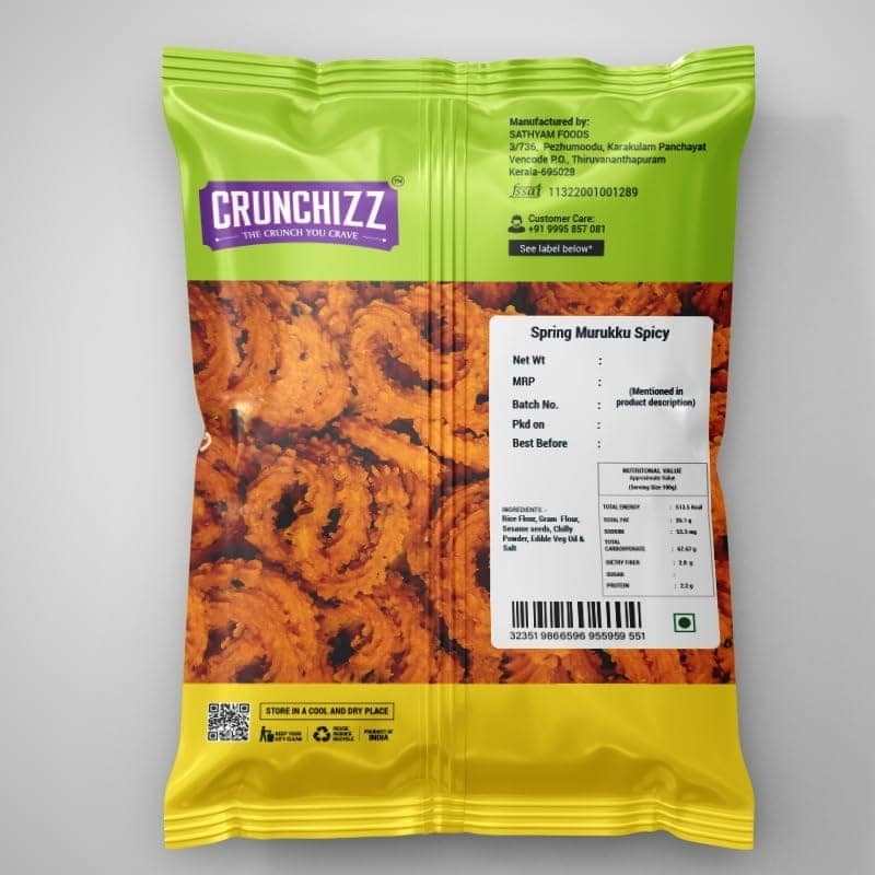 CRUNCHIZZ - 3 in 1 SPRING CHAKLI/MURUKKU COMBO I Spicy, Salty & Palak Flavors I Traditional South Indian Recipe I No Artificial Additives I Authentic & Crunchy I 200 Gram Each I Total 600 Grams view 6