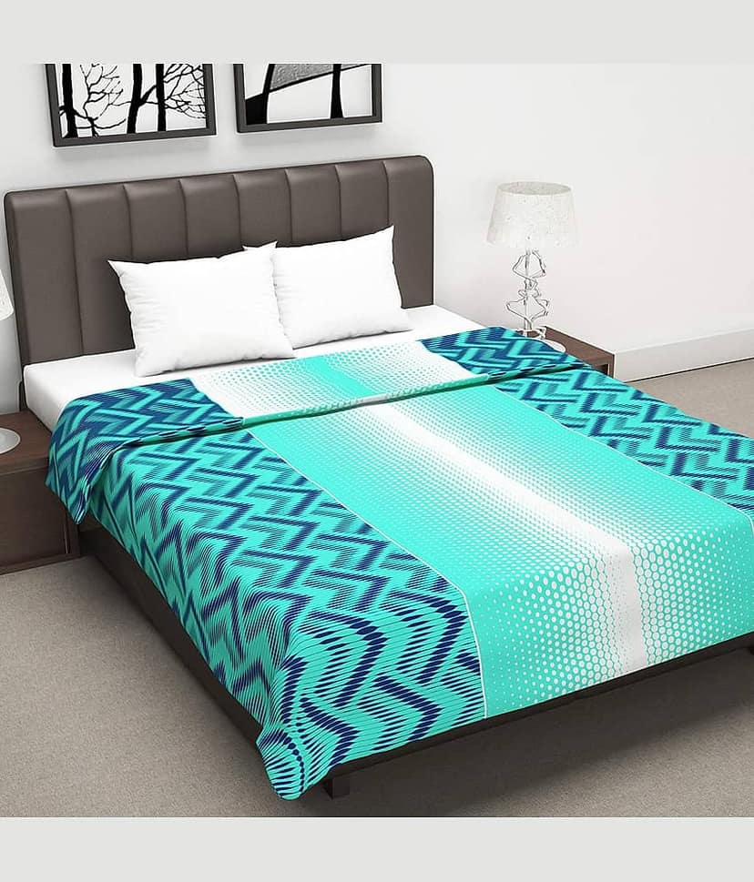 DIVINE CASA Double Polyester Green Abstract Dohar