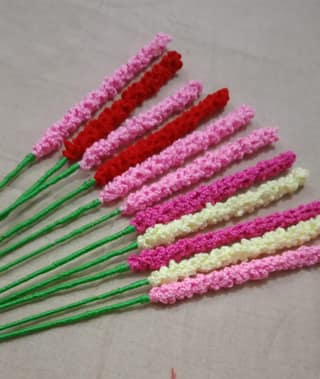 Sakha Crochet Spike Flower Stem Set Pink Red White Green