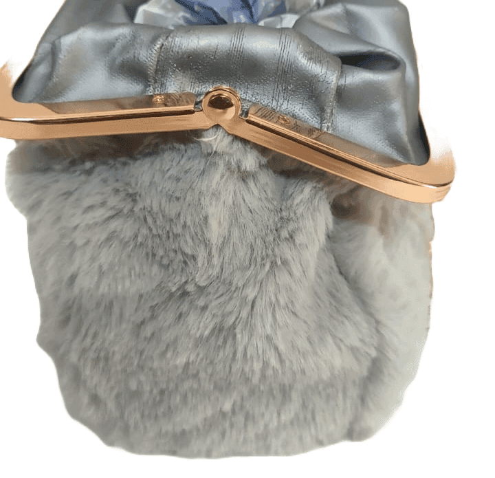 Cute and cuddly bear plush crossbody bag with gold chain view 3
