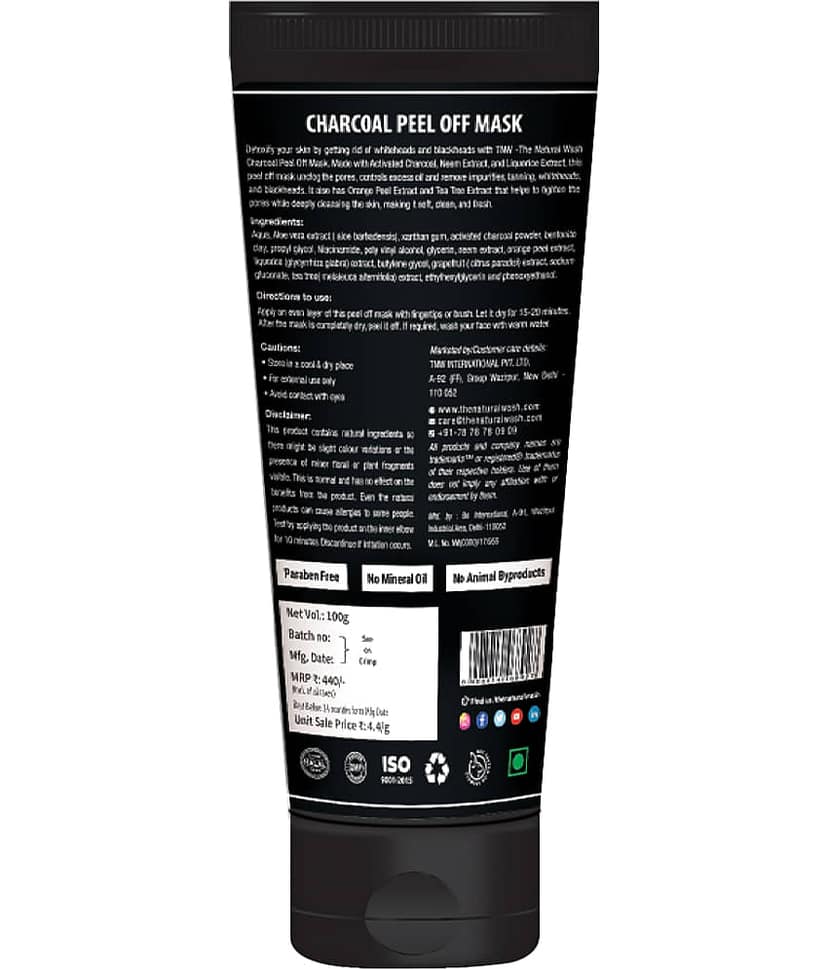 TNW - The Natural Wash Charcoal Peel Off Mask With Activated Charcoal And Liquorice Extracts, 100G view 2