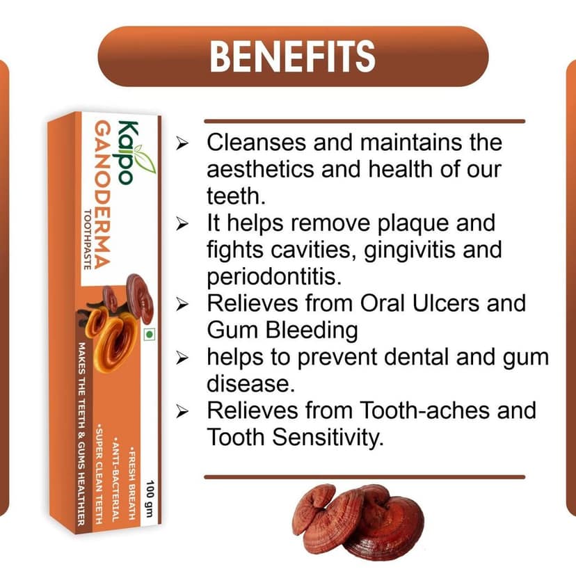 Kaipo Ganoderma Toothpaste - Fresh breath, Anti-Bacterial, Super Clean Teeth, Makes Teeth and Gums Healthier : 100gms : Pack of 3 view 2