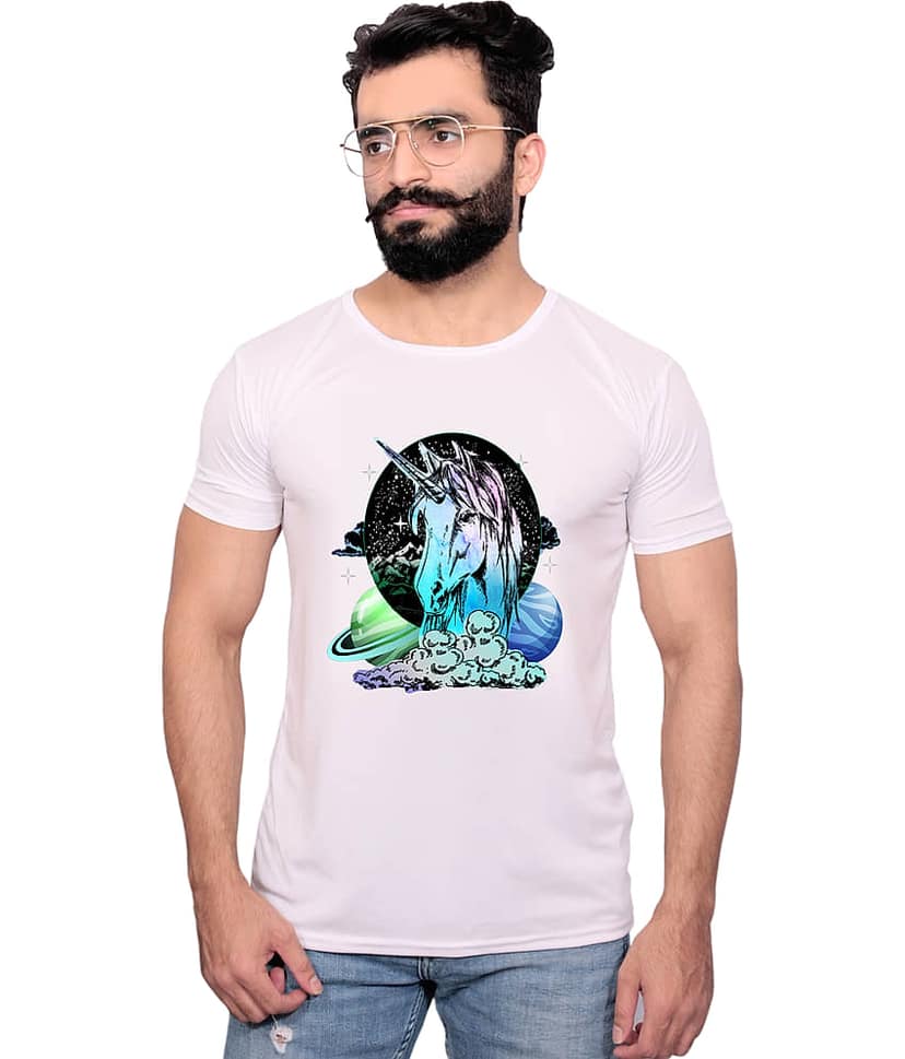 Nityanand Enterprises White Cotton Blend T-Shirt