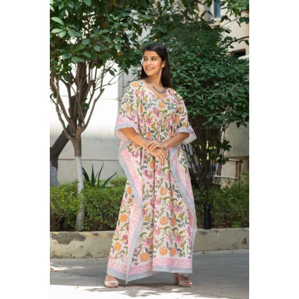Pink City Placidity Long Kaftan Pink (52 Inch) view 2