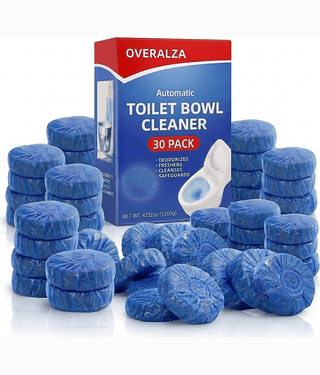 OVERALZA Automatic Toilet Bowl Cleaner Tablets (30 Pack) | Long-Lasting Flush Deodorizer, Stain Remover & Freshener for Bathroom Hygiene
