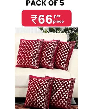 BELLA TRUE Set of 5 Velvet Cushion Covers 40X40 cm (16X16)
