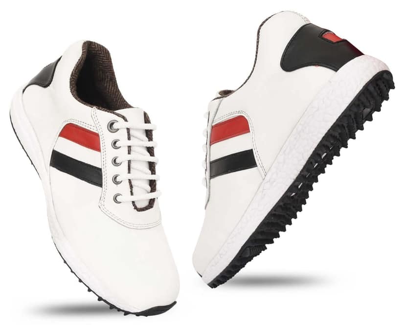 HITCARO Men Genuine Leather Lace-up Professional 100% Waterproof Premium Gold Golf Shoes
