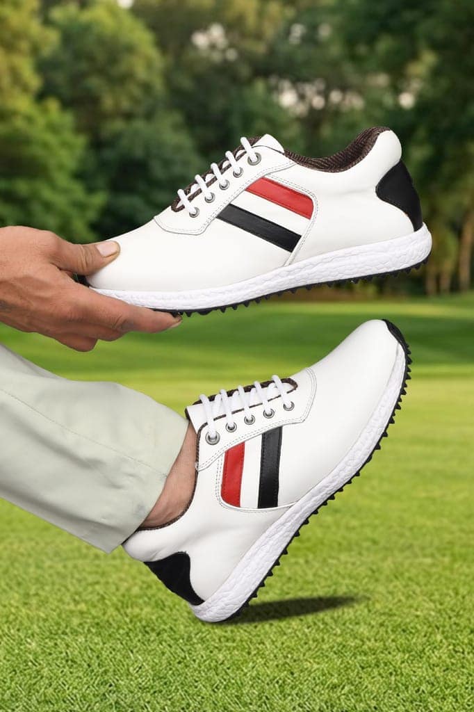 HITCARO Men Genuine Leather Lace-up Professional 100% Waterproof Premium Gold Golf Shoes view 5