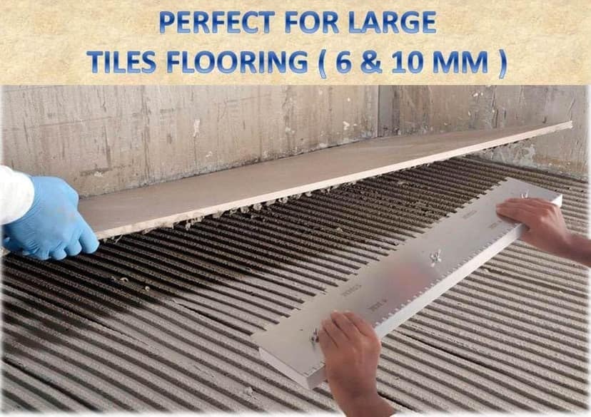 MD Style Notch Metal Trowel For Fixing Tiles, Granite, Marble (6MM & 10MM) view 2