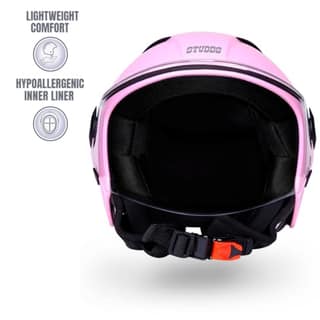 Studds Vogue Eco ISI Certified Open Face Helmet for Men & Women (Pink - L) Studds Vogue Eco ISI Certified Open Face Helmet for Men & Women (Pink - L) - PINK / L