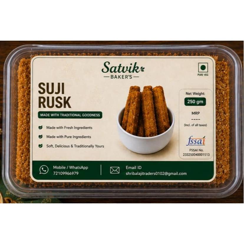 Satvik Baker's Suji Rusk - 250 gm