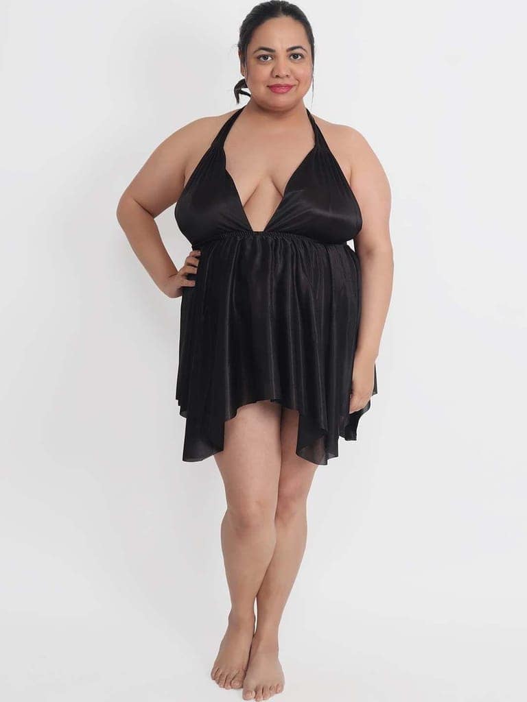 Klamotten Women's Plus Size Sexy Black Babydoll Dress for Honeymoon BB36K view 4