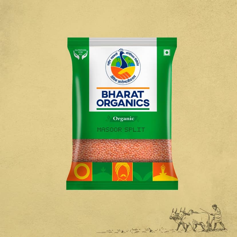 Bharat Organics Unpolished Masoor Dal Split - 1kg