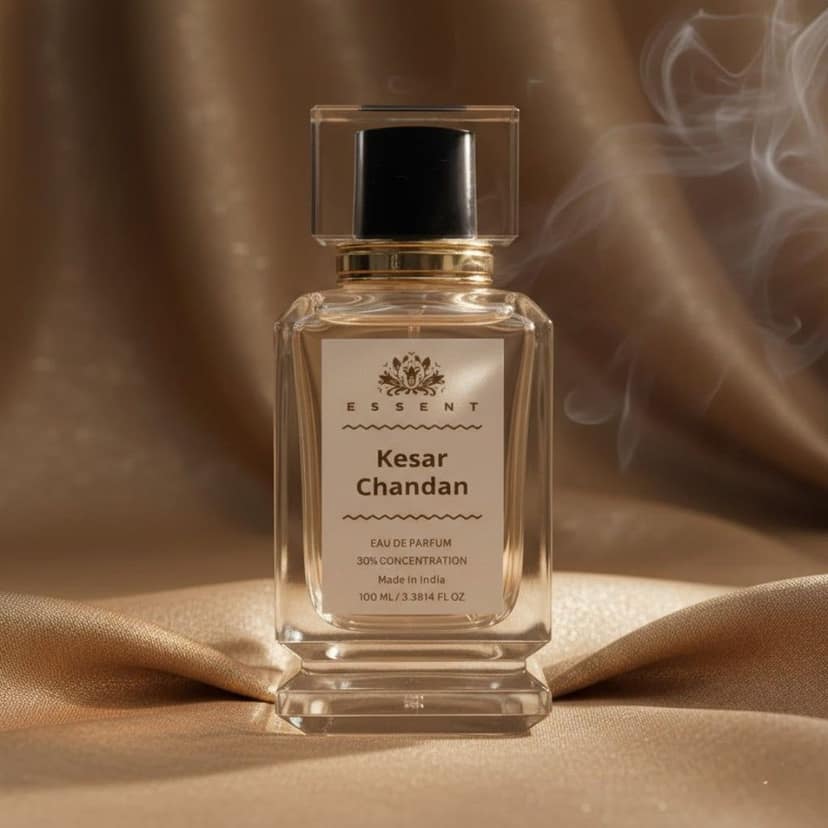 Essent Perfumes Kesar Chandan Eau de Parfum (EDP) – Saffron Sandalwood Warm Woody Long Lasting Perfume – Unisex Fragranc