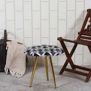 ShadowKart Ottoman Stool for Bedroom | Metal Pouffes for Sitting Ottoman | Foot Rest Wooden Ottoman Foot stools | Stool for Balcony | Make up Dressing Side Table, Metal Coffee Table 18x18x16 Inch