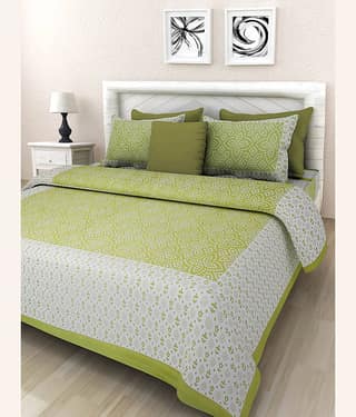 Uniqchoice Cotton Double Bedsheet ( Green )