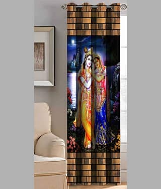 BELLA TRUE Set of 2 Window SemiTransparent Eyelet Polyester Multi Color Curtains ( 152 x 113 cm )
