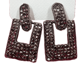 Gunmetal Gray Rhinestone Statement Earrings