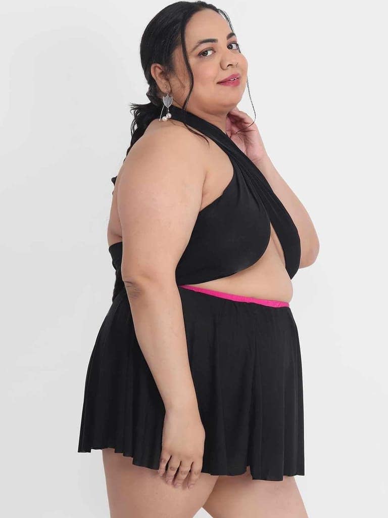 Plus Size Sexy 2 Piece Babydoll Bikini Dress for Honeymoon BB6K view 3