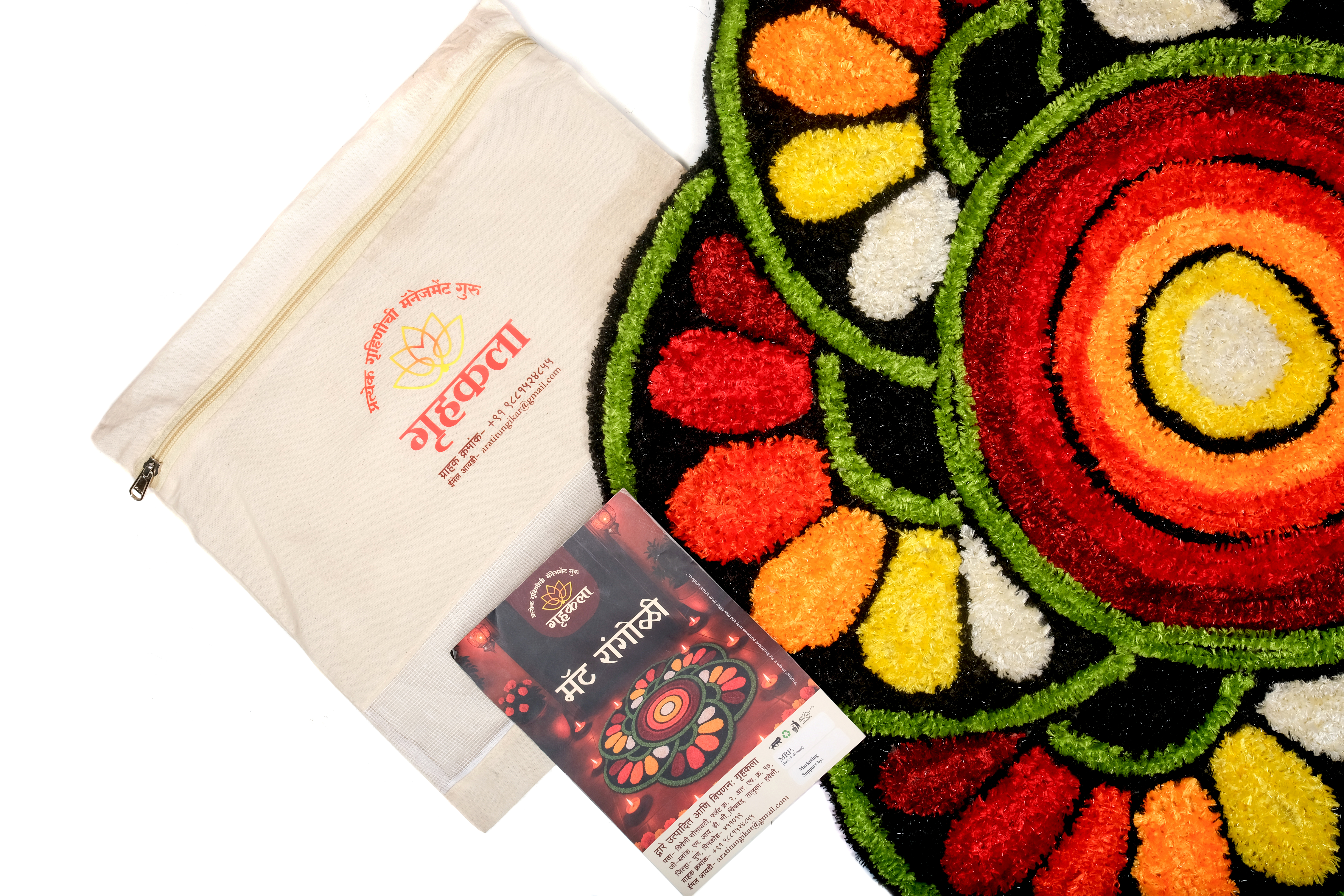 Readymade Mat Rangoli with Traditional Decorative Design for Home Entrance and Festive Decoration