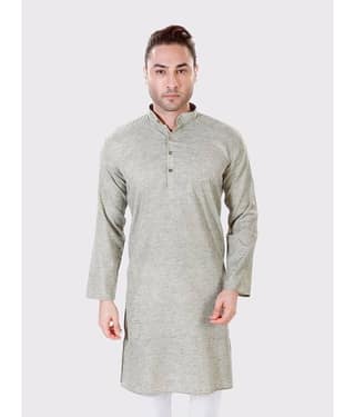 Maharaja - Grey Cotton Men's Regular Kurta ( Pack of 1 )