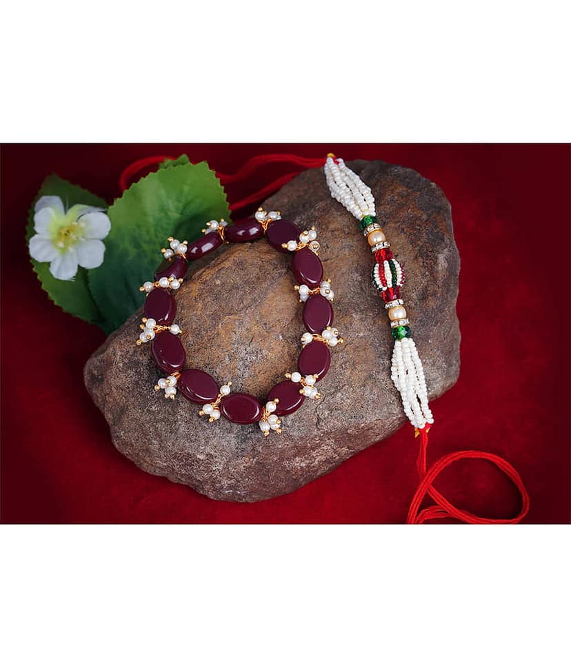 JFL - Jewellery For Less Maroon Bracelet ( Pack of 2 )