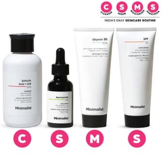 Minimalist Daily Skincare Routine For Oily & Acne Prone Skin CSMS Combo (100ml+30ml+50g+50g) Pack of 4