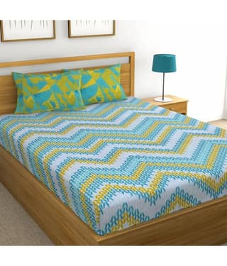 Cosito Cotton 1 Double Bedsheet with 2 Pillow Covers ( Multicolor )