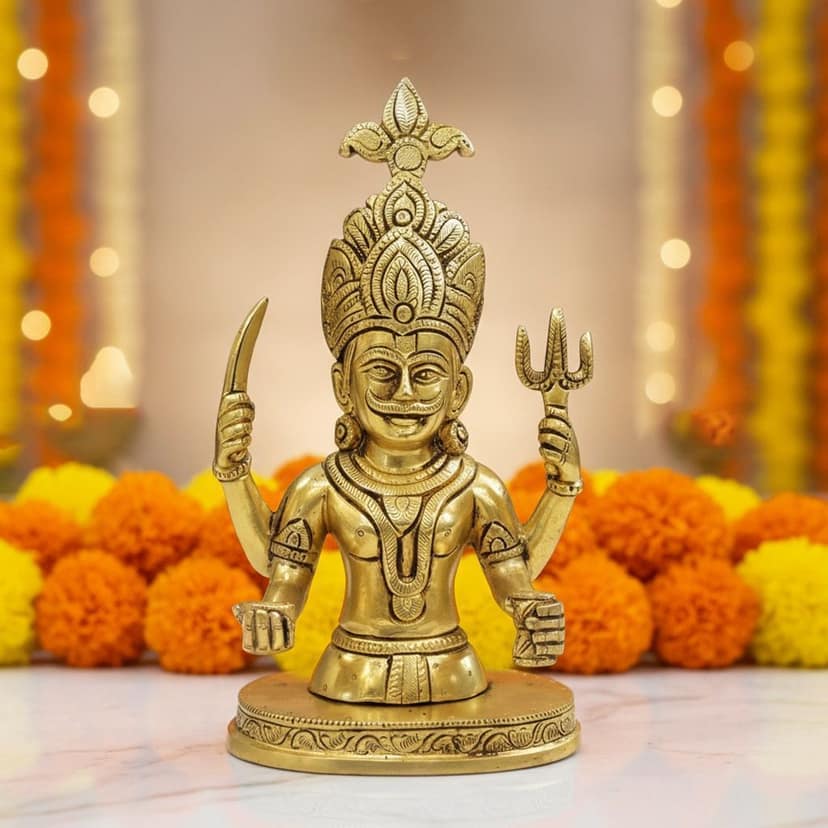 Brass Kaal Bhairav Statue � Lord Bhairav Brass Spiritual Home Decor, Height : 9 Inch (BSMAS1905 D)